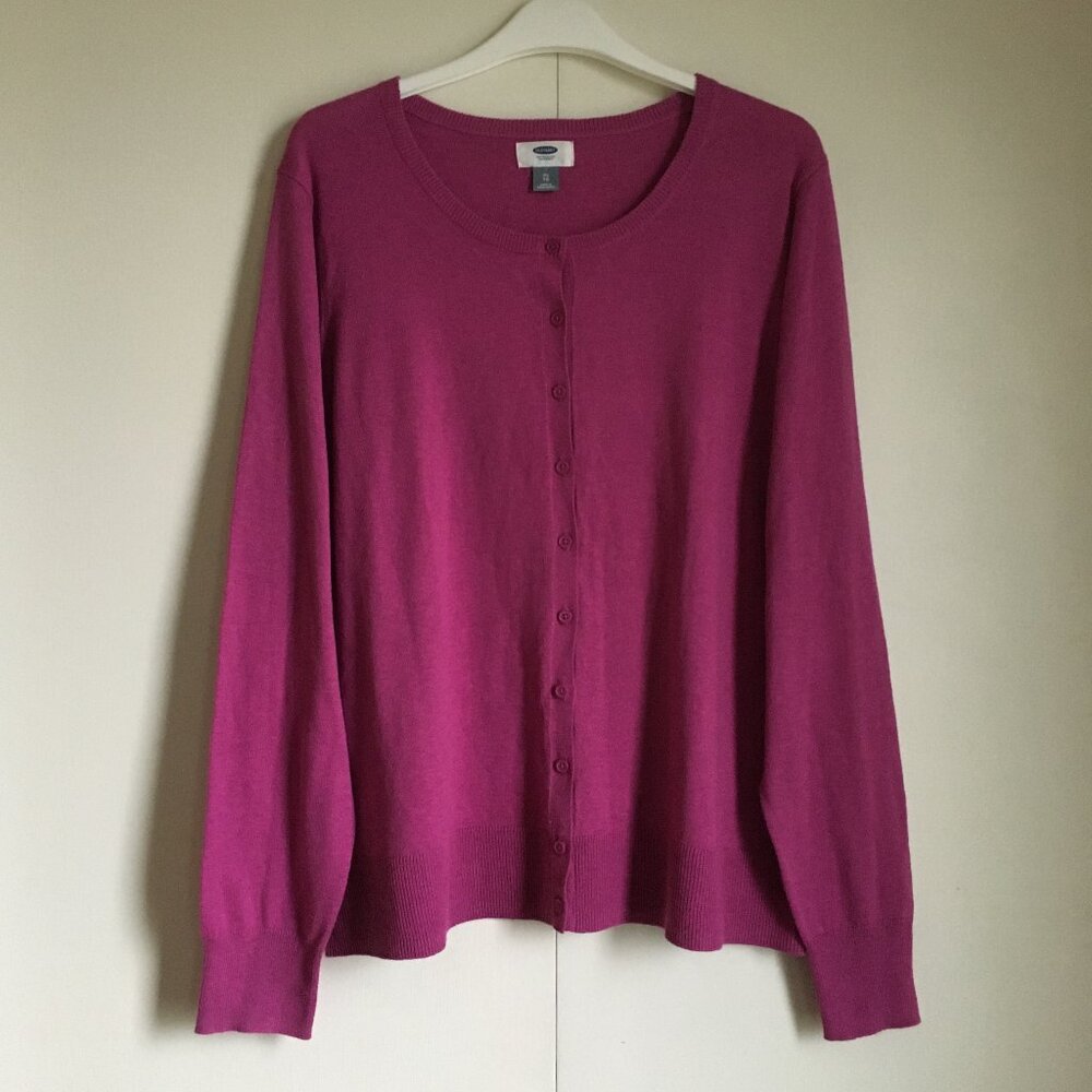 Festival Pink Button Down Knit Cardigan Cotton Blend Sweater - XL